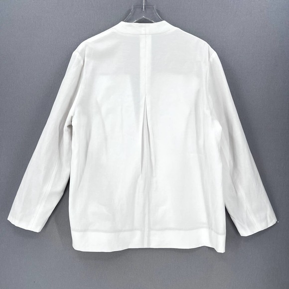 ENZA COSTA Twill Belted Jacket Womens Small Off White Linen Blazer Wrap NEW - Picture 5 of 16